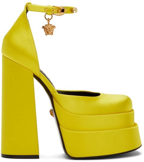 versace yellow heels|Versace platform sandals.